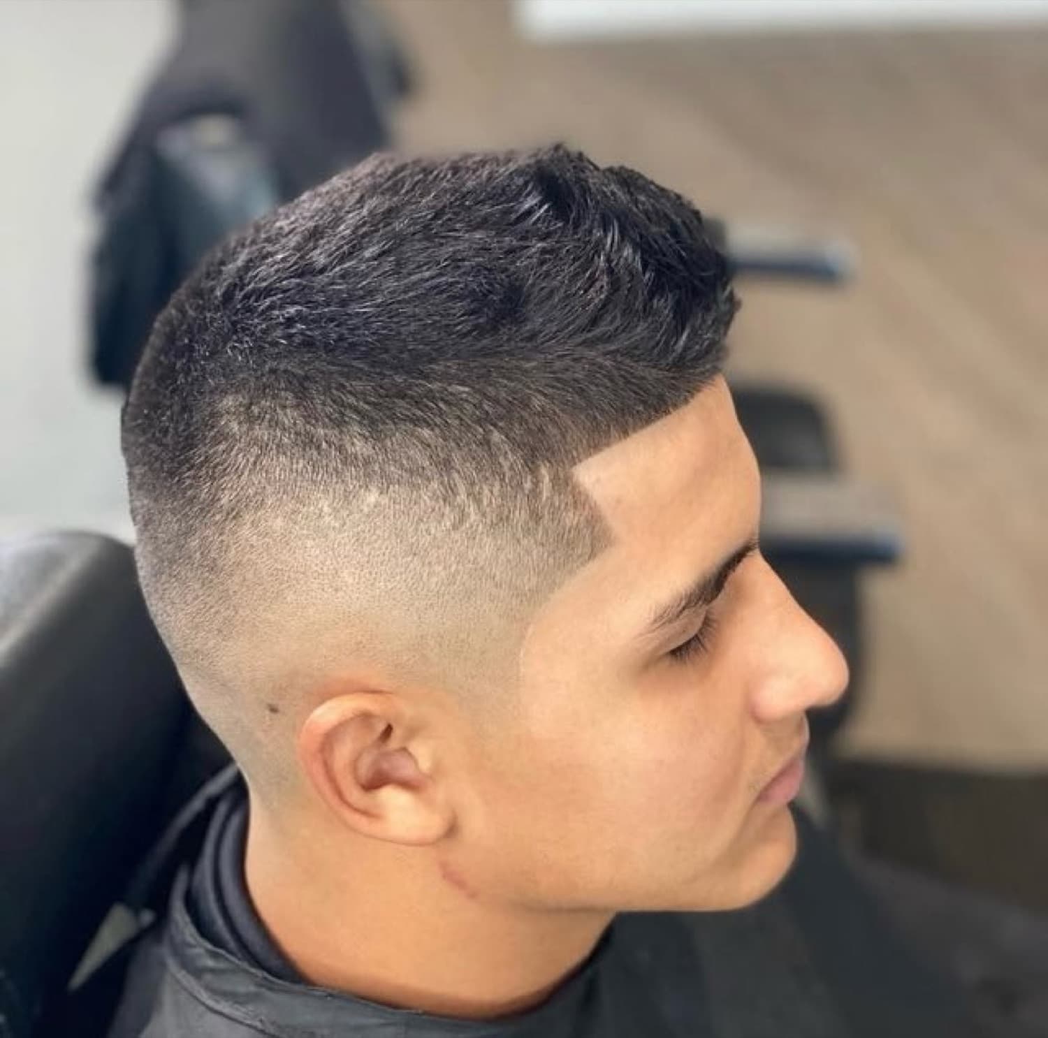 Textured crop with a clean skin fade.